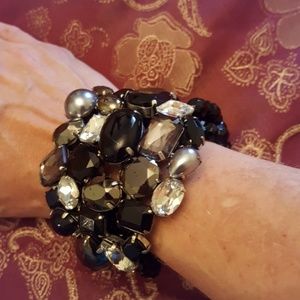 Chunky 7 strand beaded, jeweled bracelet